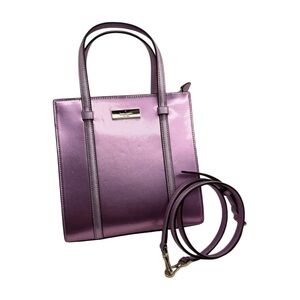 Kate Spade Kenzie Metallic Purple Mini Tote Bag Crossbody Shimmer Leather